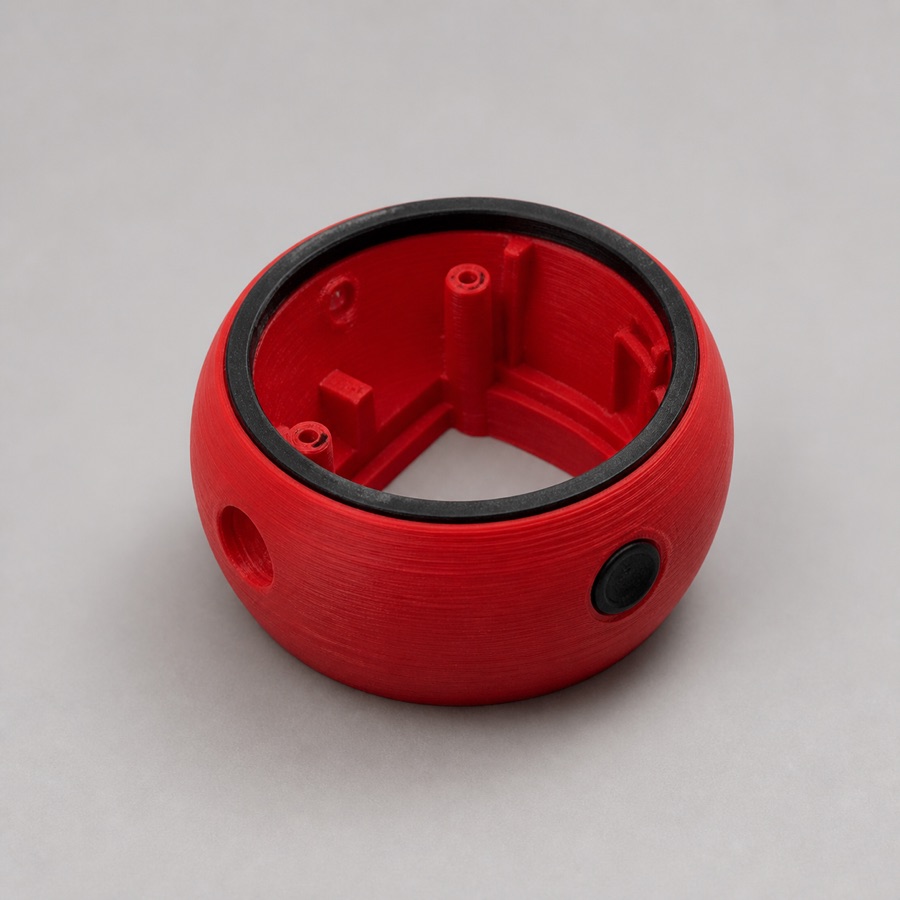 Red The Scuttle shell with a black collar