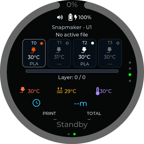 PrintDeck compact printer status screen